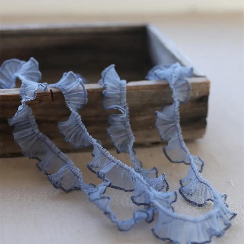 

2 Ярда/182см Белые Черные Кружевные Ткани с Рюшами Для Одежды Дома Свадебный Аксессуар Декор Букета Ручная Работа Швейная Отделка серый/синий