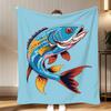 Abstract Art Japanese Vintage Koi Throw Soft Coral Fleece Blanket 310gsm Fluffy Warm Throw for Sofa Bed Couch Bedroom Decor