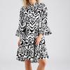 Women's Fashionable V-neck Fresh Printed Temperament Five Quarter Sleeve Dress