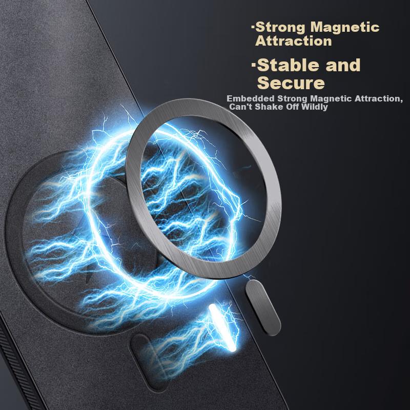 iPhone 15 Pro Max Case, Apple 15 Pro Max with Anti-drop, Full Coverage Lens, Magnetic Absorption, Simple and Light Luxury Leather in Black