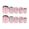 Valentine's Day Press On Nail Short Square False Nail Winter Nail with Heart Designs Stick On Nail Artificial Nail 24Pcs