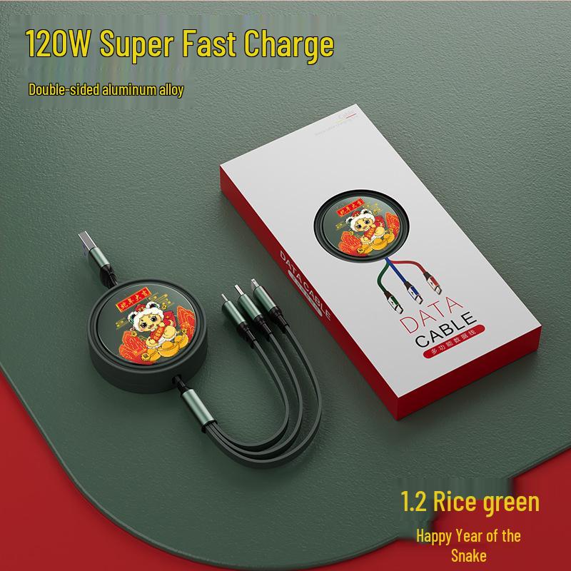Juran Retractable Multi-Head Fast Charging Cable - 3-in-1 Function