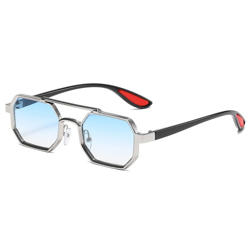 Retro Metal Polygon Sunglasses Punk UV400 Double Bridge Sun Glasses Street Wear Eyewear