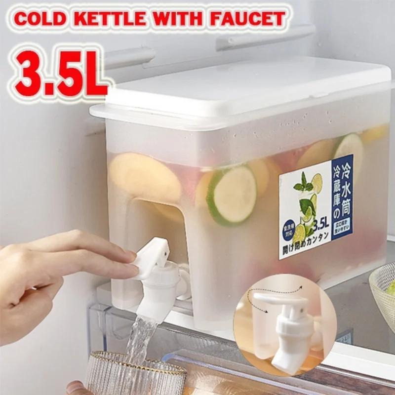 Large Capacity Cold Kettle 3.5L Juice Jug Cold Kettle with Faucet In Refrigerator Ice Drink Dispenser Fridge and Faucet