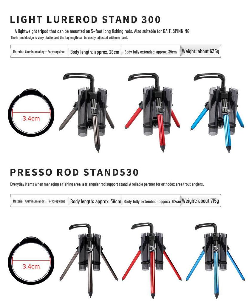 LETOYO Portable Aluminum Fishing Rod Tripod Set with Insert Rod Tube and Lure Equipment