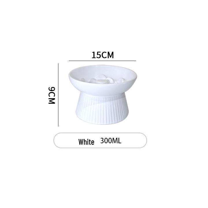 

High-Leg Ceramic Anti-Choking Pet Bowl for Cats & Small/Medium Dogs - Anti-Tip & Neck Protective Slow Feeder