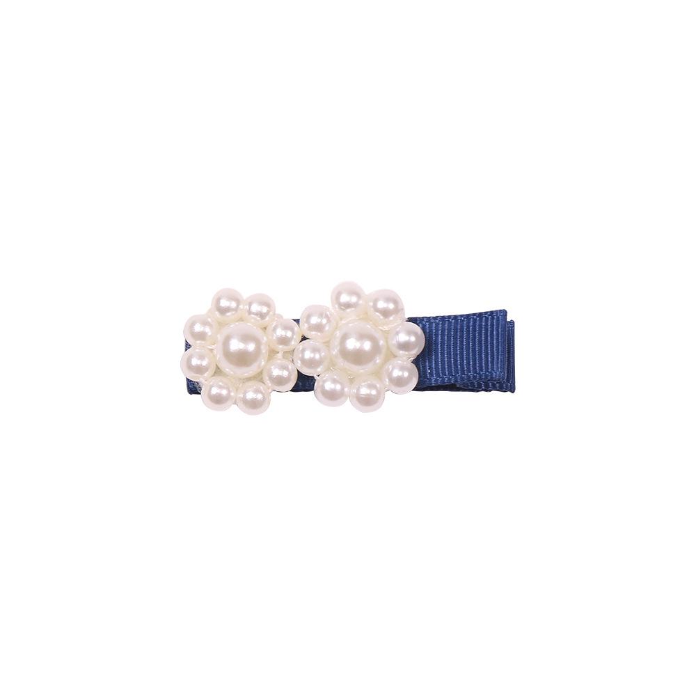 Girls' Handmade Pearl Bow Hairpin and Ribbon Bangs Clip