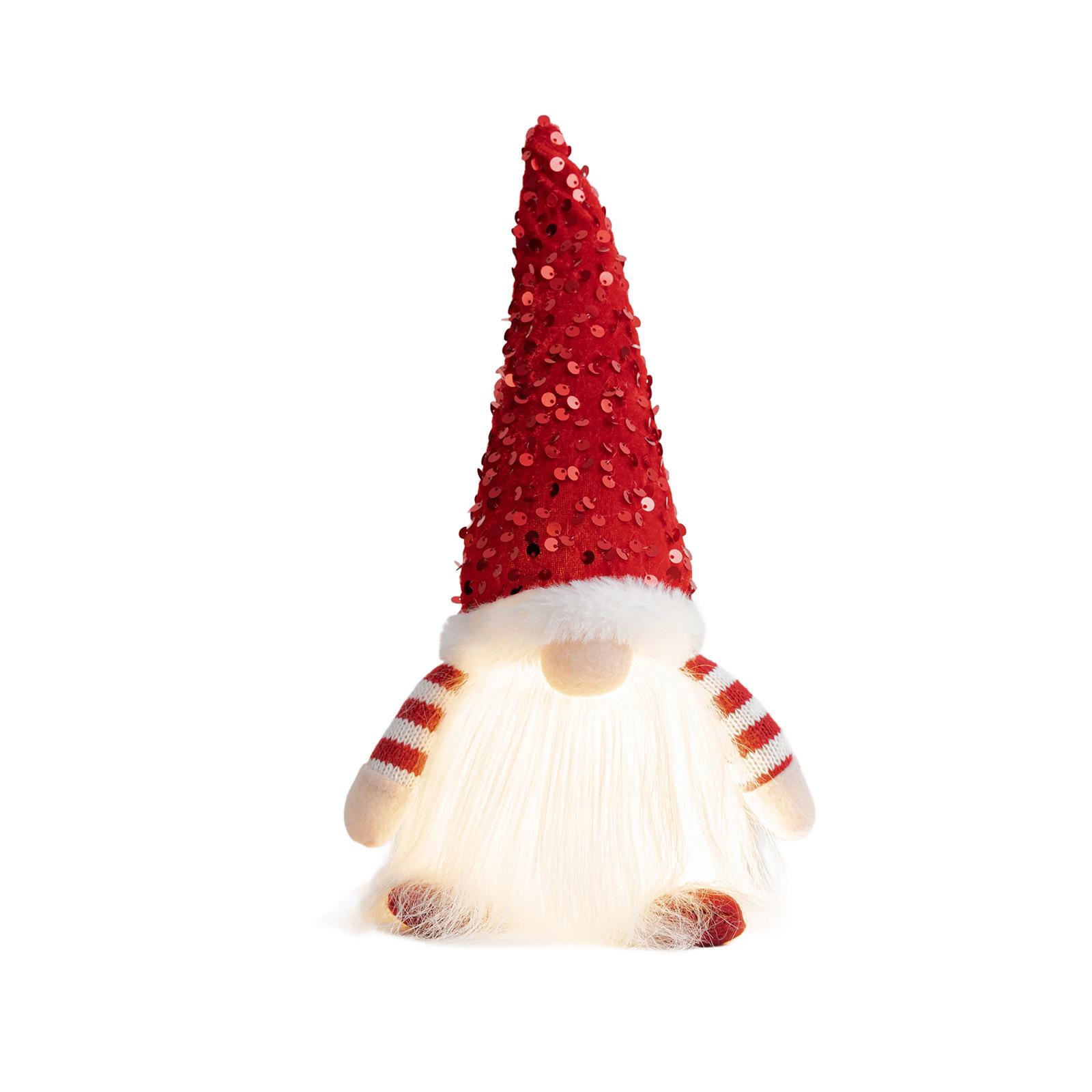 2024 Updated Christmas Faceless Doll Decorative Sequin Hat Luminous Ornament Charming Dwarf Rudolph Living Room Decoration