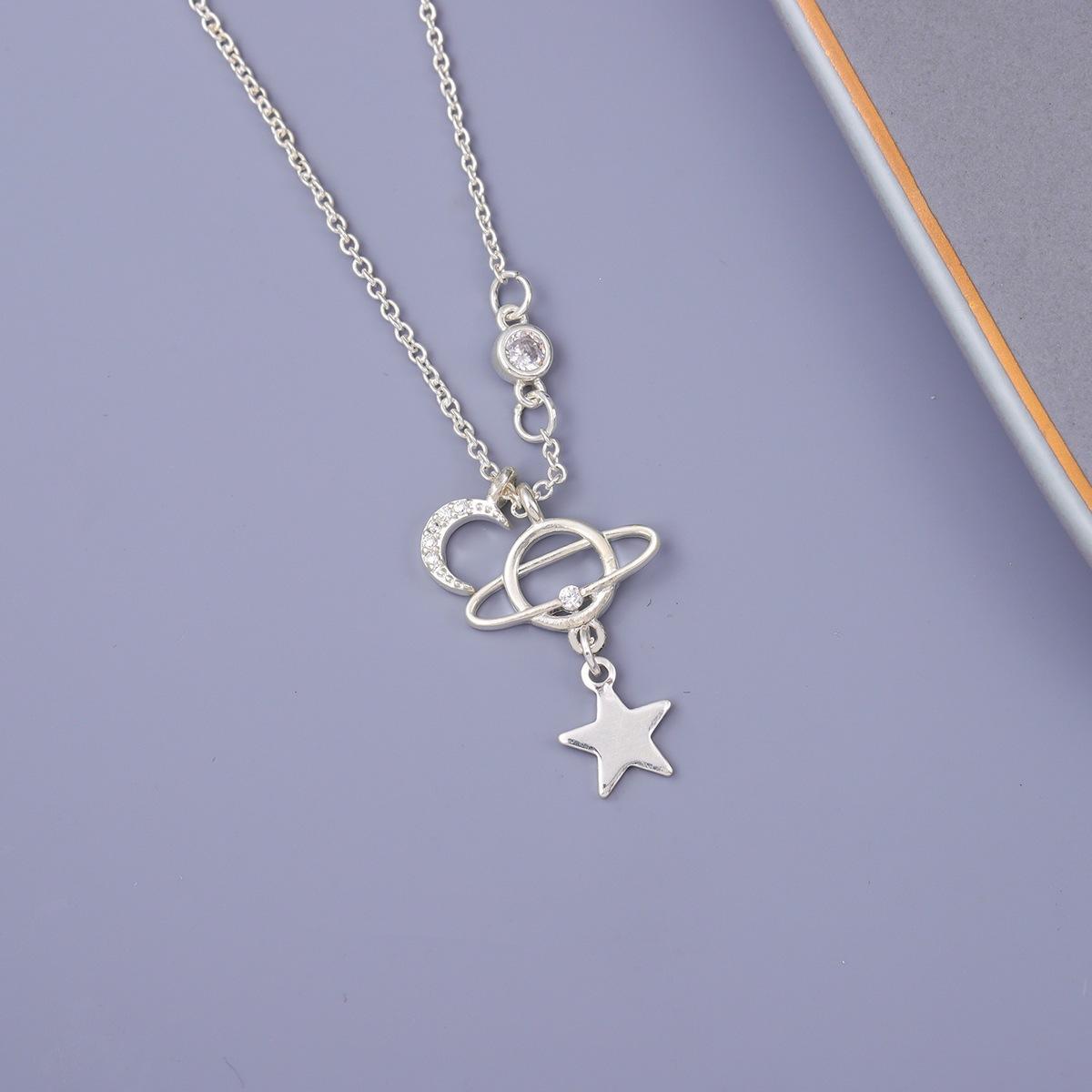 Women s Exquisite Collarbone Fashionable Versatile Necklace Star Moon Planet