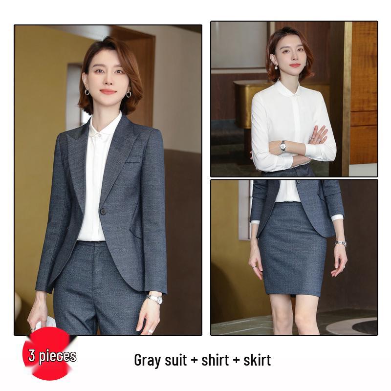 Costum Profesional de Iarnă pentru Femei: Fustă Formală de Birou și Manager Hotelier, Îmbrăcăminte de Lucru pentru Magazin de Bijuterii și Salon de Frumusețe.