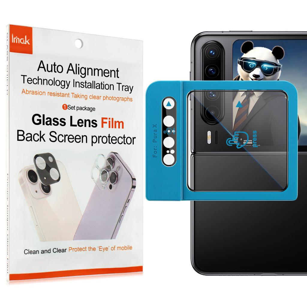 For Huawei Pura X Glass IMAK Black Version High Definition Glass Lens Film Self-positioning Version + Glass Back Screen Sticker