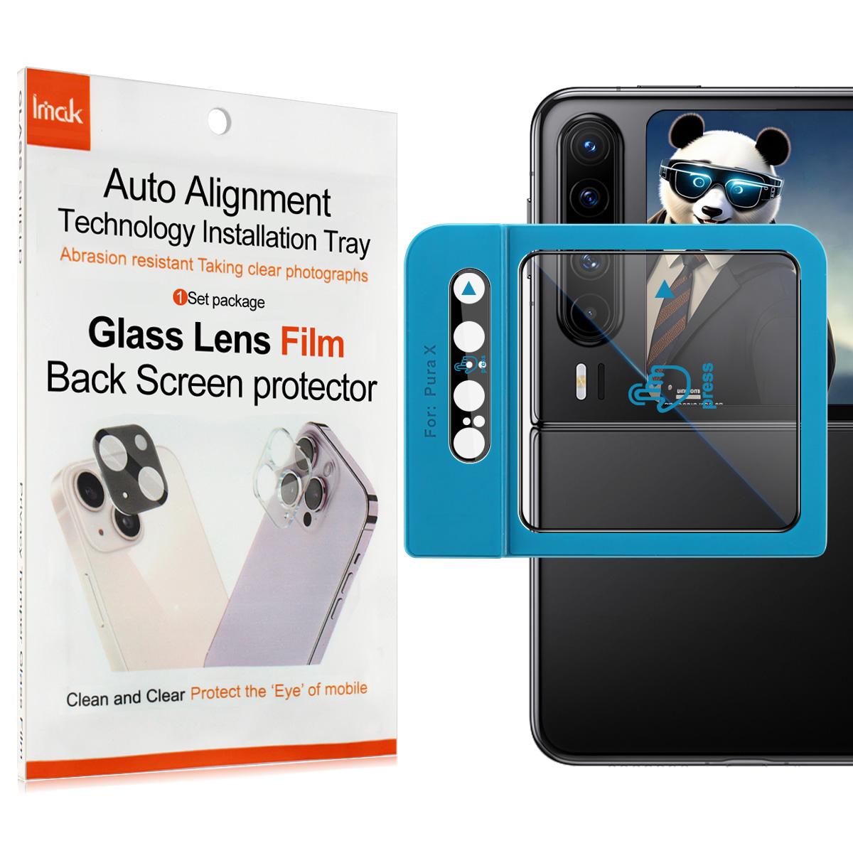 

Для Huawei Pura X Glass IMAK Black Version High Definition Glass Lens Film Self-positioning Version + Наклейка на заднюю стеклянную панель Huawei Pura X