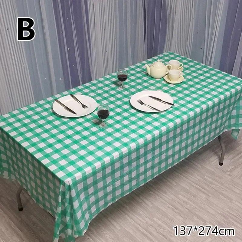 137*274Cm Disposable Tablecloth Plaid Stripe Wave Pattern Plastic Waterproof Oil-Proof Table Cover Christmas Party Picnic Mats