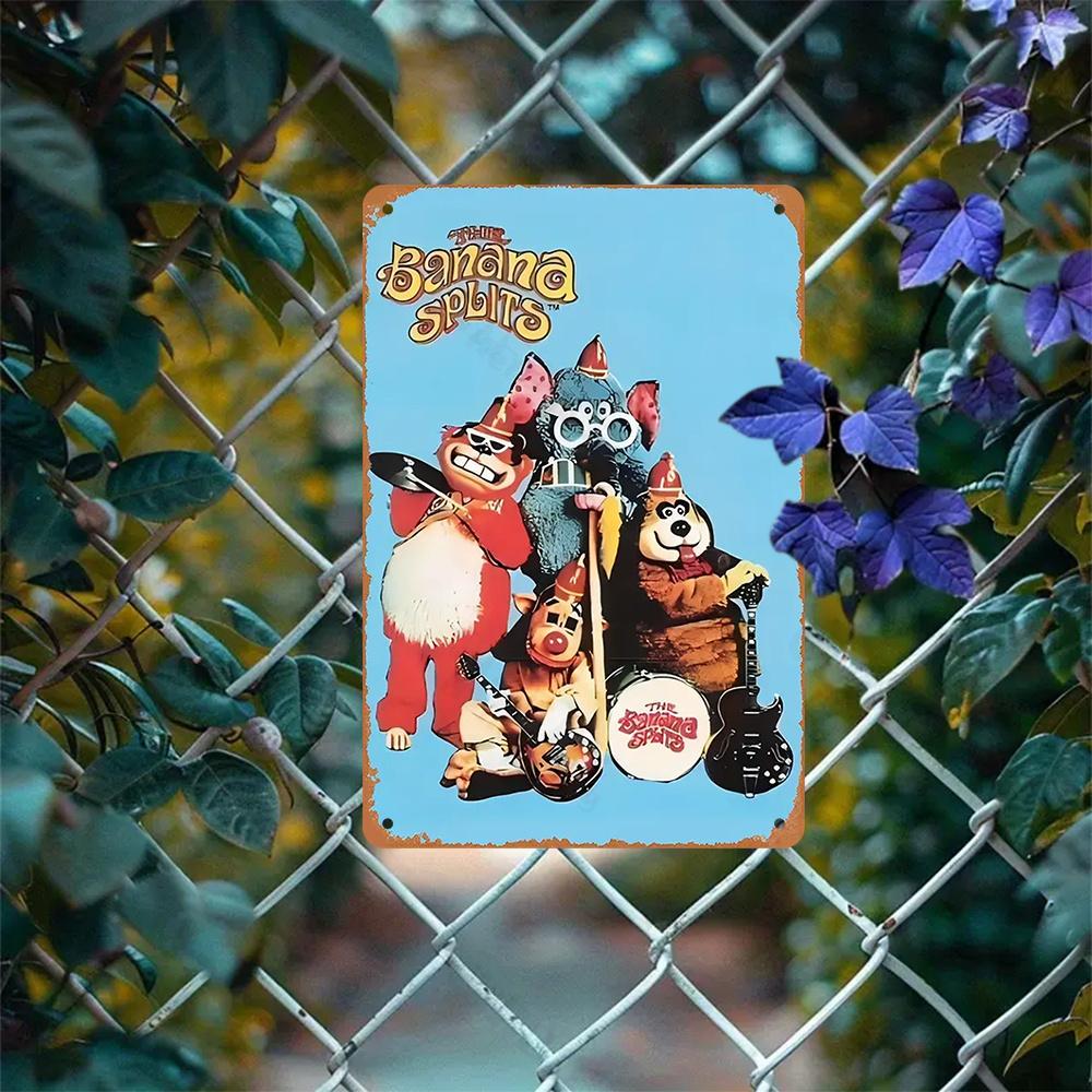 Vintage Banana Splits Cartoon Metall Wandkunst Retro Eisen Schild für Café Bauernhaus Garage Terrasse Weihnachtsgeschenk für Freunde