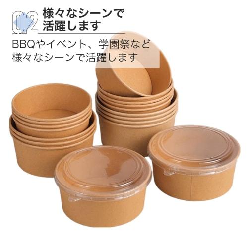 Asdays Disposable Lunch Boxes, Disposable Bowls, Disposable Containers with Lids, Kraft Paper Bowls, and Paper Plates (500ml, Set of 10)