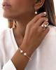 Klassisches Imitationsperlen Schmuckset für Damen Goldfarbe Einfacher Ohrring Ring Armband Tägliches Tragen Party Geschenk