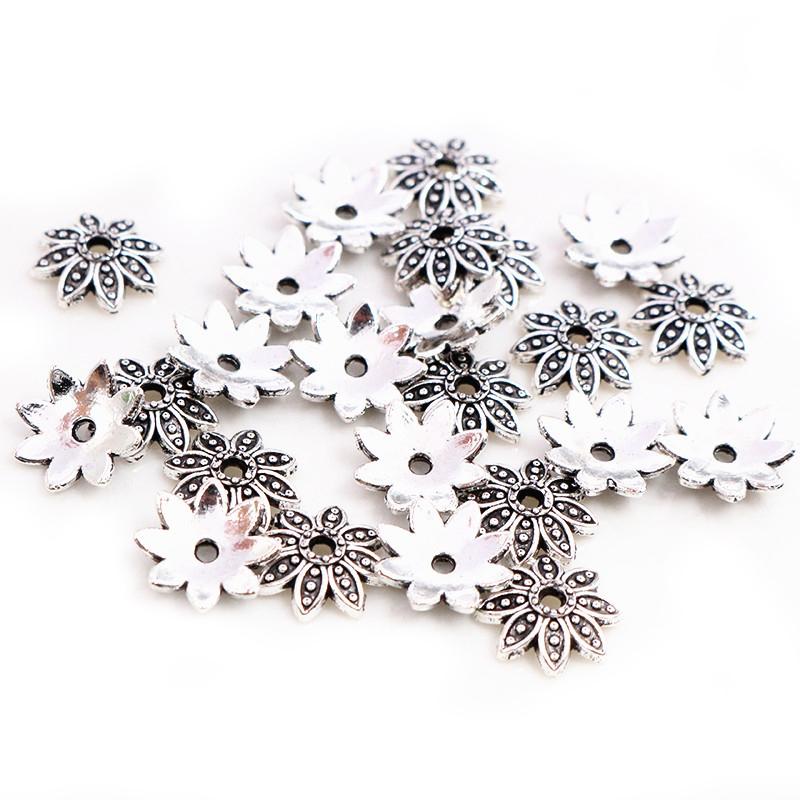 50pcs 8mm 10mm Beads Cap Antique Silver Plated Bronze Flower Shape Bead End Caps Findings For Women Jewelry Making End Caps 8mm античный серебряного