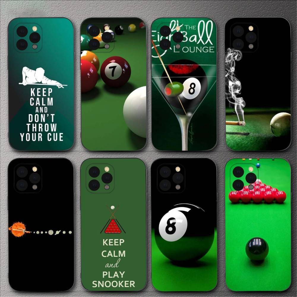 Billiards Ball Snooker Phone Case For iPhone 16,15,14,13,12,11,XS,XR,X,8,7,Pro,Max,Plus,mini Silicone Black Cover