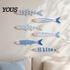 Decorative Fish Scale Wall Hangings 6Pcs/Set Wooden Decor, Beach House Decoration, Blue And White Wood Ornaments Coastal Art for Home Living