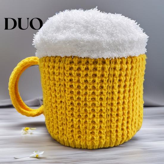 Cappello Costume Divertente per Uomini e Donne, Cappello a Forma di Boccale di Birra Divertente, Scaldamuscoli a Maglia Novità Versatili per Adulti con Manici, Guanti Invernali Caldi per Adulti,