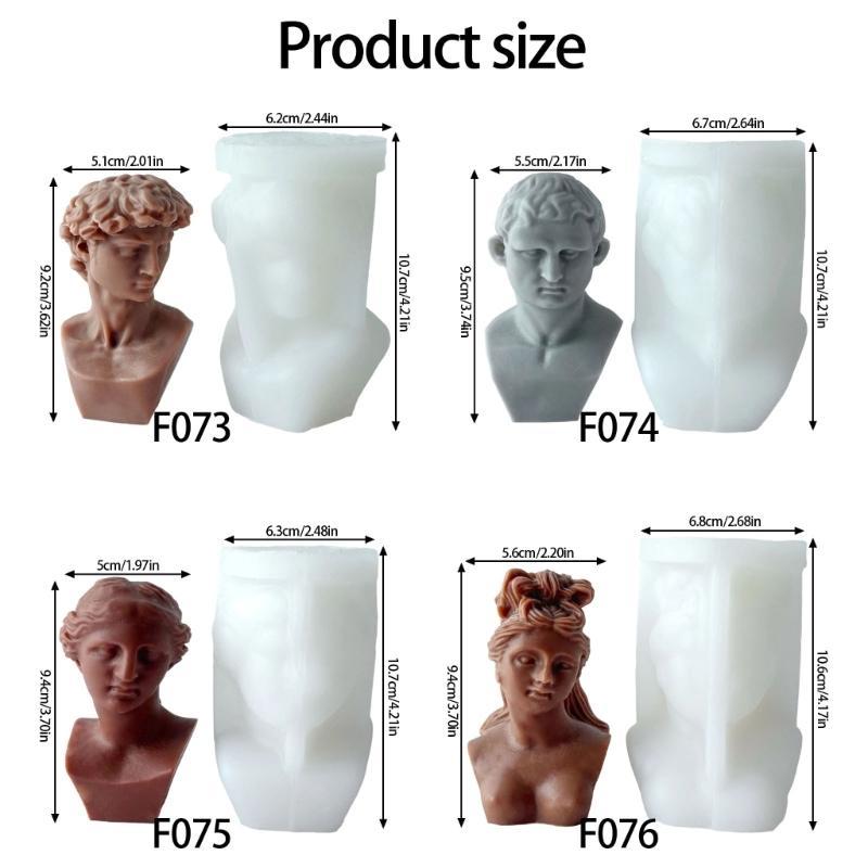 Silicone Mould for Candle Making European Davids Busts Designs Reusable Crafting Aromatherapys Plasters Diffuser Holders
