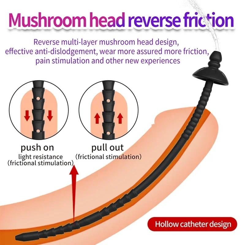 Men's Long Hollow Guide Plug Syringe Injection Multi-purpose Urethral Tube Silicone Horse Eye Urethral Stick Urethral Dilator18+