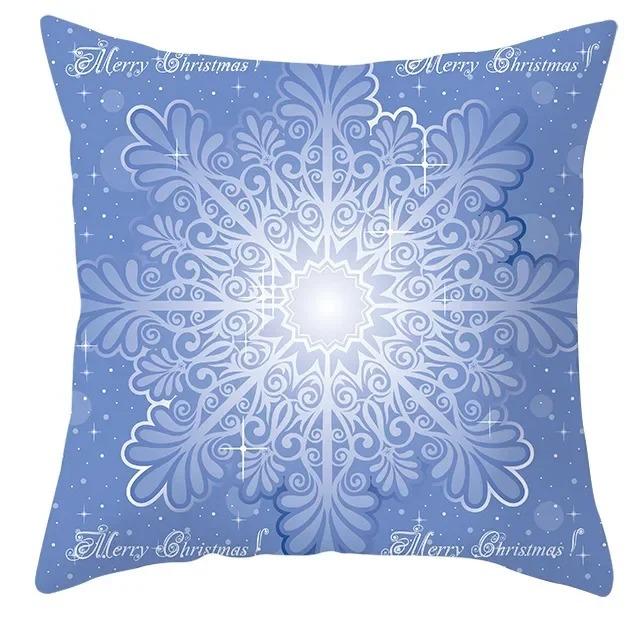 Winter Blue Christmas Pillowcase Home Snowflake Snowman Tree Pillowcase Home Decoration Cushion Cover