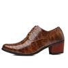 Fashionable Casual Leather Shoes Fashionable 5cm Heel Addition Men's Checkered Pattern High-Heel Chunky Heel Wedding Shoes 6cm Comfortable Shoes