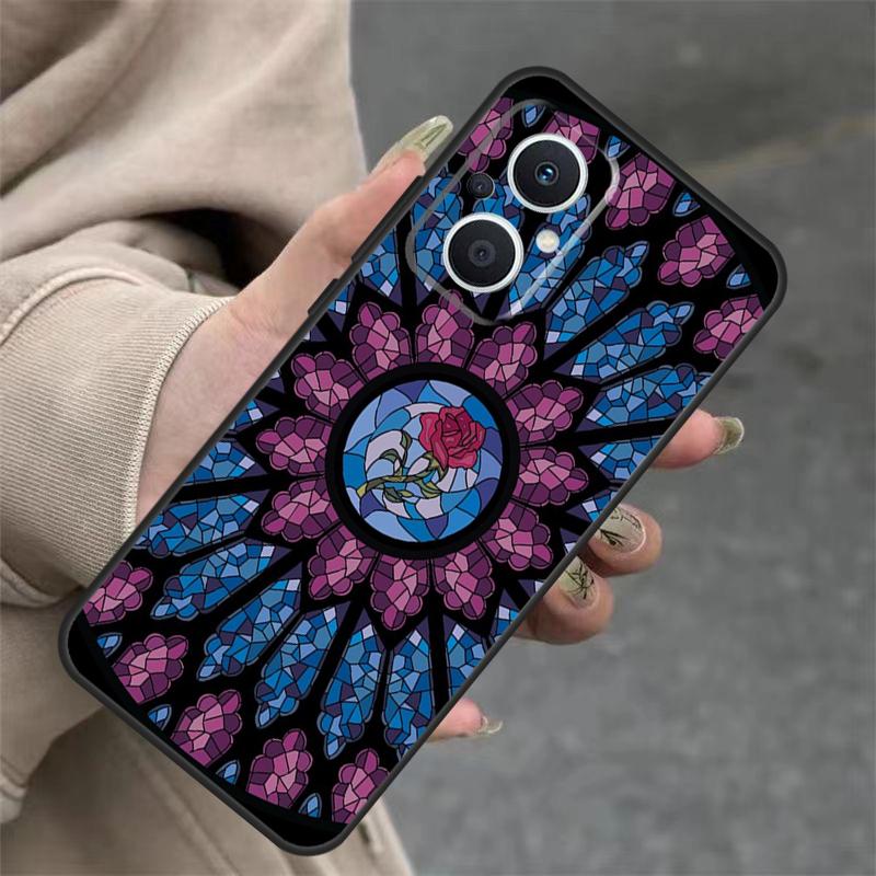 Stained Glass Rose Galaxys Case For OPPO Reno 14F 13F 12F 11F 10 12 13 14 Pro 7 8 Lite OPPO Find X5 X6 X8 X9 Pro Cover