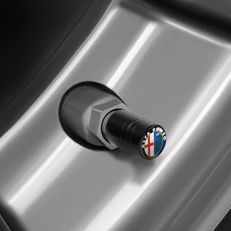 Car Stickers For Alfa Romeo for 3D Metal Tire Valve Caps Car Tyre Air Stems Cover For Alfa Romeo Giulia Stelvio Giulietta 156 1