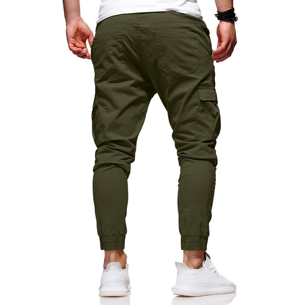 Men's Loose Casual Multi-pocket Work Pants, Youth Stretch Waist Drawstring  Pants