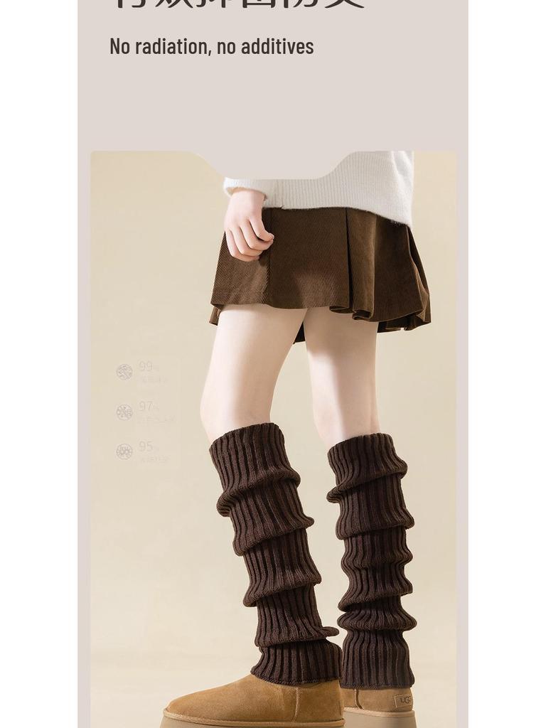 2025 A/W Women's Thick Knitted White Leg Warmers for Autumn/Spring - Hot Girl Style Calf Snow Boots Accessory.