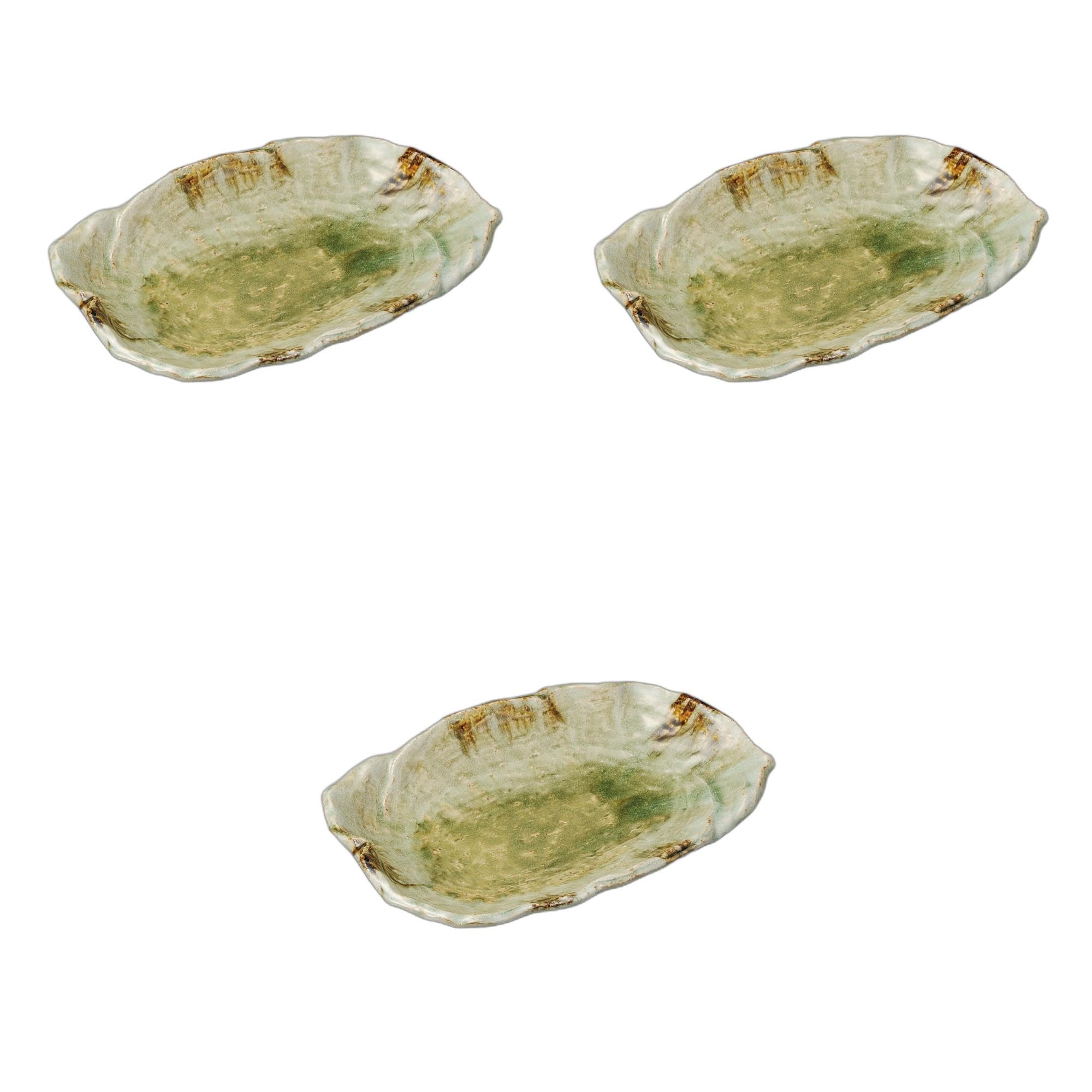 

Set of 3 Sand Glass Irregular Shape Plates x 22 x Irregular Shape Ceramic Plates by Setomonohonpo 10.0mm [32 5.5cm]