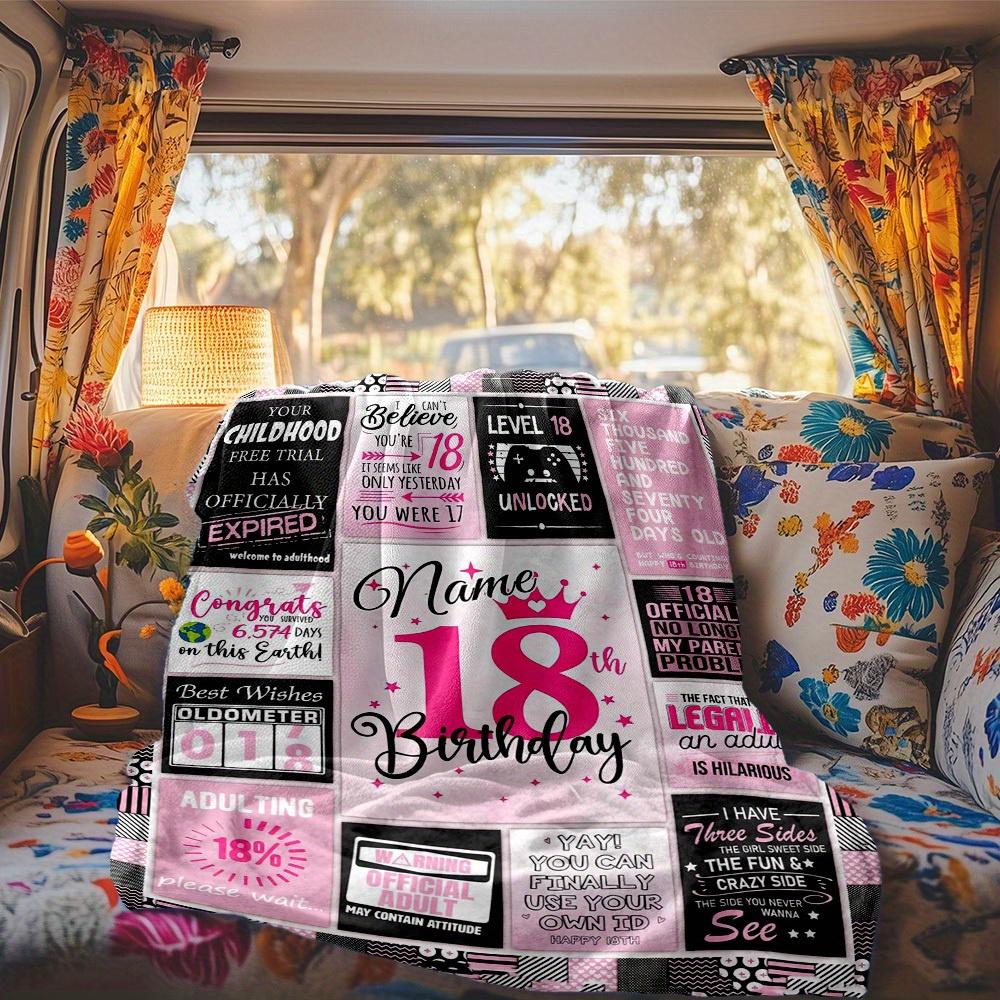 Birthday Celebration Customize Your Name Rv Blanket Soft Warm Lightweight Allseason Multipurpose Throw For Travel Camping Picnic Sofa Bed Living Room