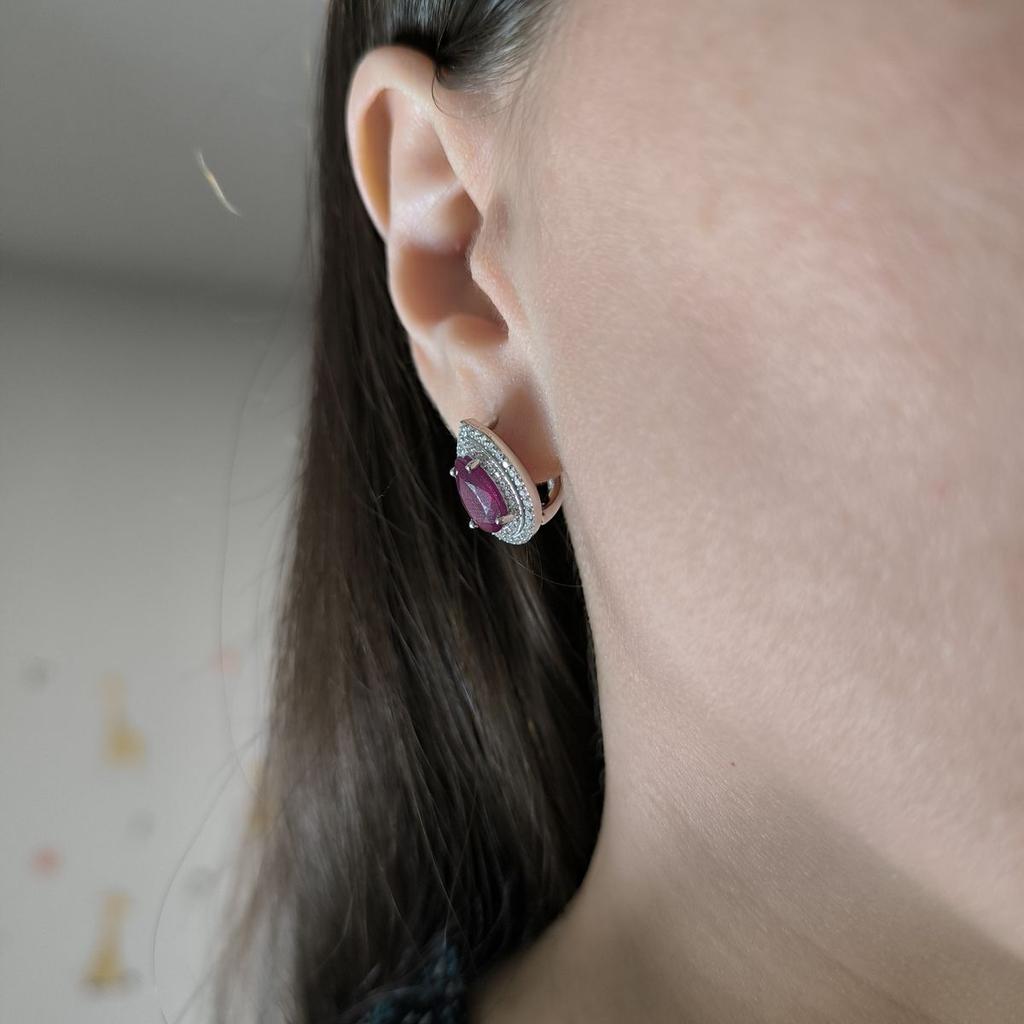 Silver Earrings with Natural Ruby 6.289ct (2182436)