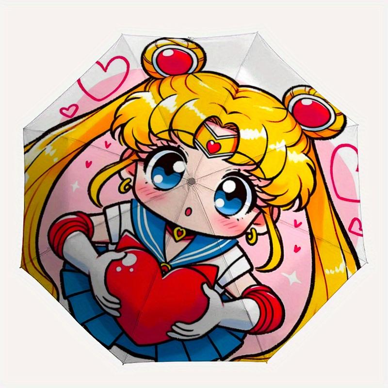 1pc Sailor Moon Holding a Heart Automatic Opening and Closing Folding - A Good Choice for Gifts, Fashionable and Convenient Umbrella With Cute Cartoon