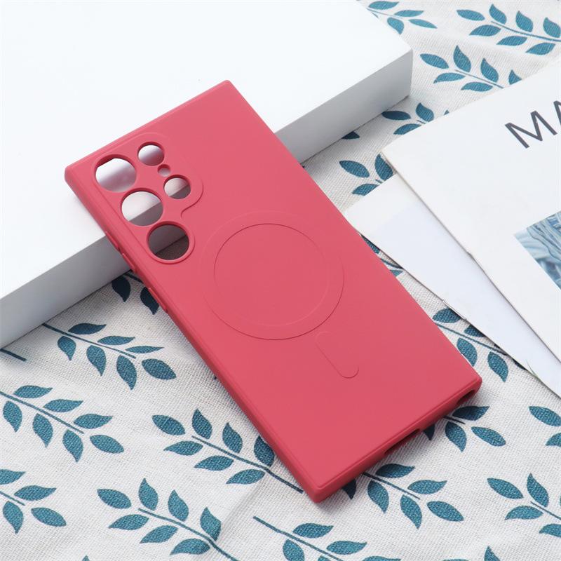 The Samsung S23Ultra Phone Case Is Suitable for The 22plus All-inclusive Shockproof S23u Simple Female Silicone Magnetic Protective Case