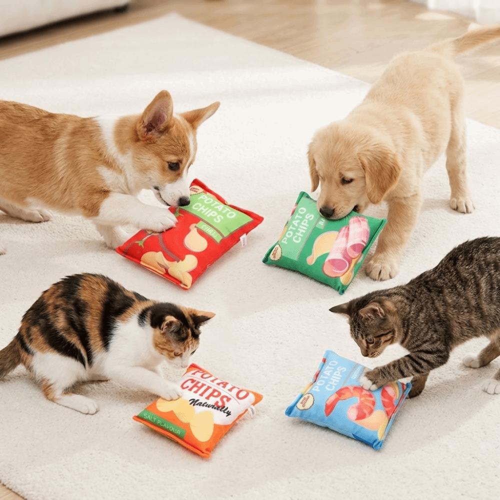 Crinkle Paper Inside Cat Molar Chew Toy Dog Squeaky Plush Toy  Puppy Training Interaction Lamb Roll Flavor