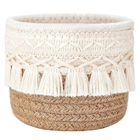 

Storage Box Large Capacity Thickened Storage Organizer Multipurpose Tassel Decor Container for Home Bedroom Living Room S кавовий
