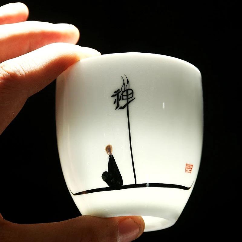 Porcelain Teacup – Hand-Painted Kung Fu Tea Cup for Puer & Green Tea