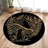 1pc Mushroom Patterned Circular Carpet In Black Gold Color Scheme Bohemian Style Circular Carpet Home Decoration