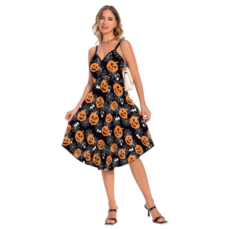 Summer hot-selling skull print new halloween skirt female sexy suspender women's dress