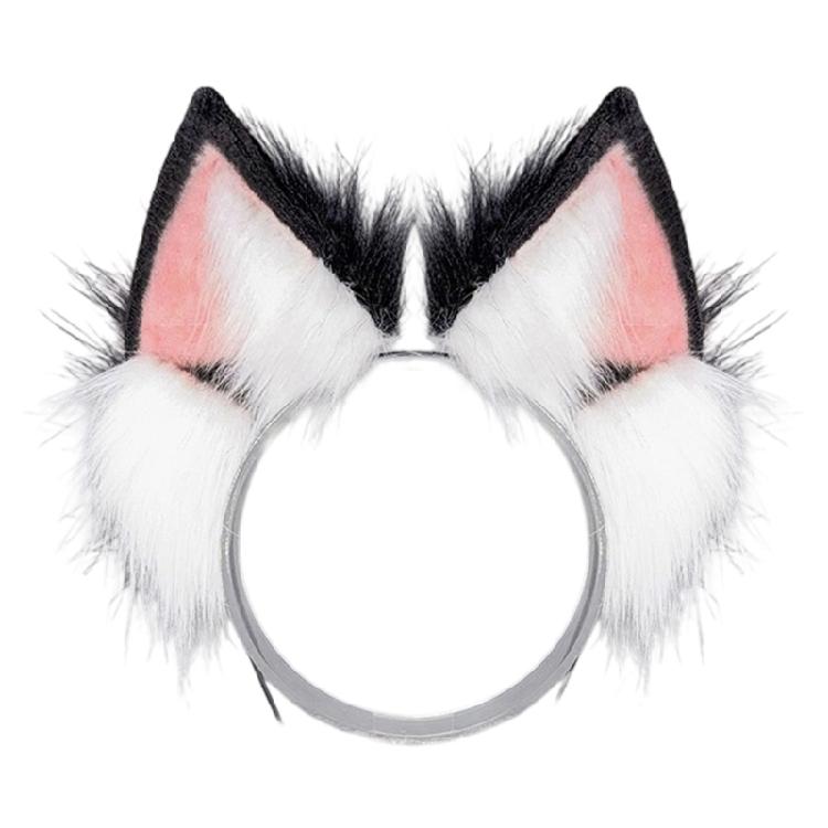 

Plush Foxes Ear Headbands With Attachable Tail Halloween Dressing Up Accessory For Family Event School Parties білий/чорний