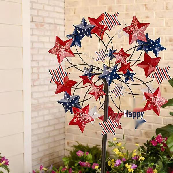 Colorful Rotating Iron Windmill Garden Decoration