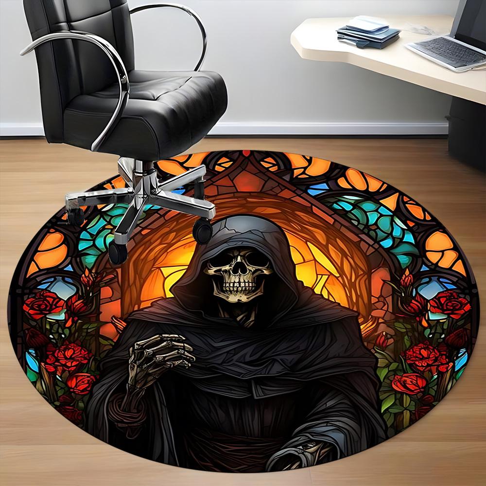 1pc Stained Glass Reaper Chair Carpet for Office Non-Slip, Machine Washable Rug for Office, Room - Holiday Decor, Machine Made yy251016124