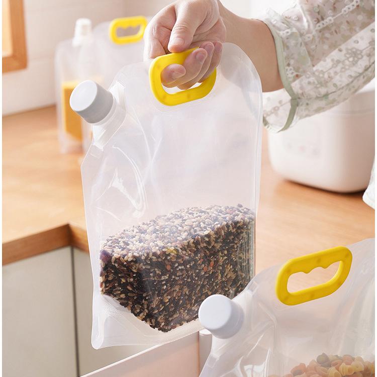 10Pcs Grain Storage Bag, Kitchen Suction Nozzle Bag Sealed Sub-bag Household Visual Transparent Food Sealed Bag