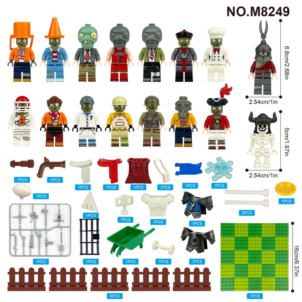 M8249 Zombie Gebäude Modell Cartoon Figur Kinder Zusammenbauen Kleine Partikel Baustein Spielzeug