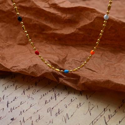 Böhmische Halskette für Damen Naturmineralperle Edelstahlhalskette Kleines Nischendesign Schlüsselbeinkette Mädchenhalskette