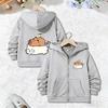 Felpa con zip e cappuccio carina con grafica di Capibara Gatto Bubble Tea Manica lunga larga Giacca con cappuccio Bellissimo capo esterno quotidiano per ragazzi e ragazze