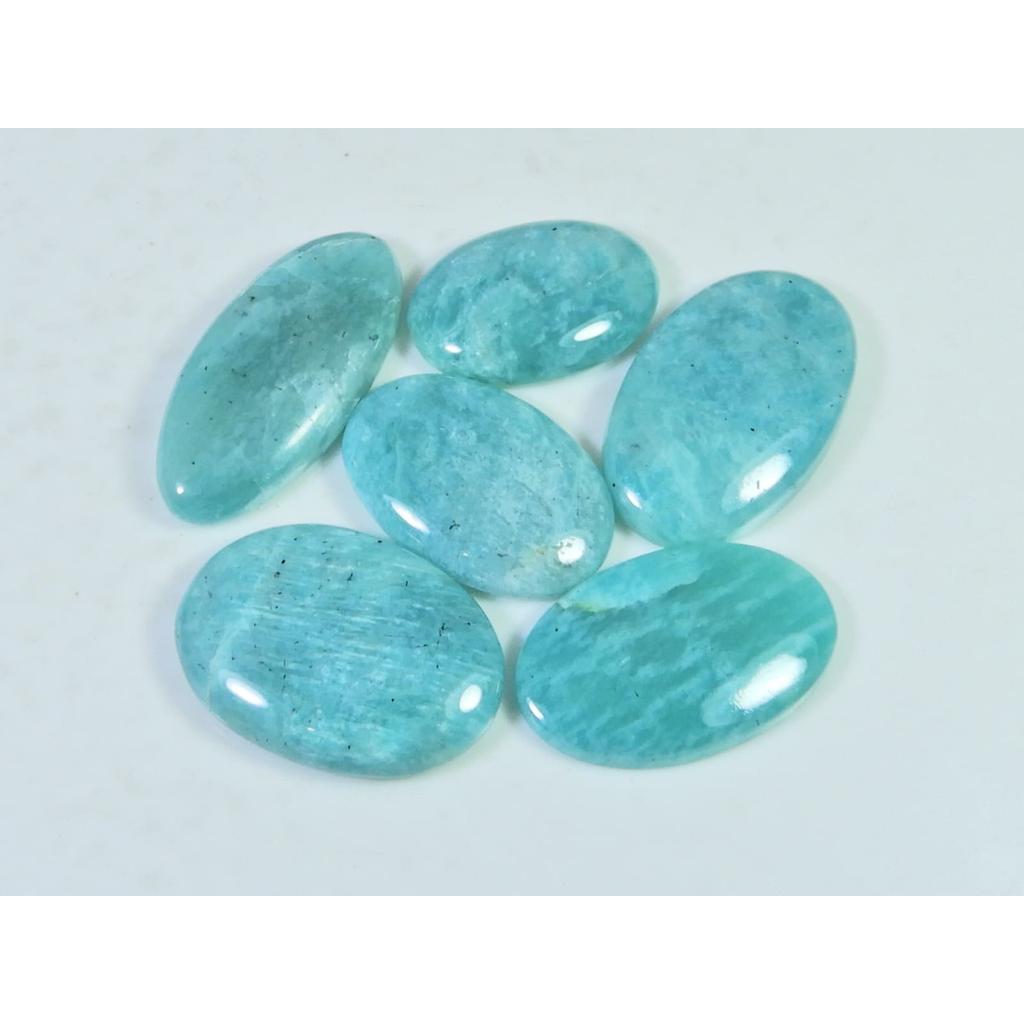 122Cts. Natural Amazonite Oval Shape Cabochon Loose Gemstone 06Pcs Lot C-1845
